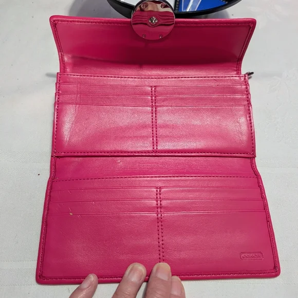 Coach Alexandra Slim Envelope Pink Signature Wallet Canvas And Leather - Picture 10 of 17